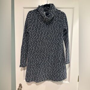 Sage Navy  and White Cowl Neck Sweater Dress